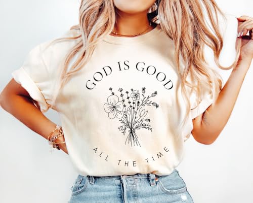 Faith Inspired Christian Shirt, Wildflower Graphic Tee, Bible Verse Hoodie, Religious Faith T-Shirt, Christian Gift for Women Cream