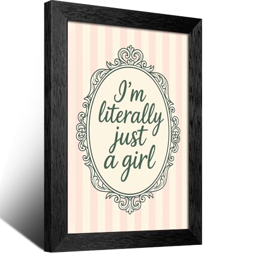 Just A Girl Canvas Wall Art Script Poster 8x10in Black Framed Flat - color: style 01, size: 8"L x 10"W