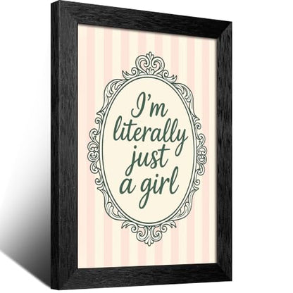 Just A Girl Canvas Wall Art Script Poster 12x16in Black Framed Flat - color: style 01, size: 12"L x 16"W