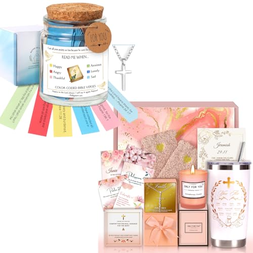 Christian Faith Gifts Set & Religious Inspirational Gifts For Women & Read Me When Bible Verses Jar – Perfect for Encouragement, Prayers, and Inspirational Gift