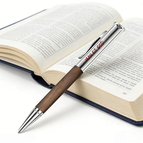 Christian Gifts for Men,Walnut Rollerball Pen Gift Set with Leather Bible Bookmark, Religious, Pastor Appreciation Gift, Man of God Pen Set - color: Pen and bookmark