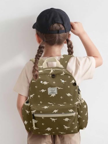 atgark Corduroy Toddler Backpack for Boys Girls Kids Preschool Backpacks - color: Dinosaur Brown Corduroy, size: Age 2-5 (13.3" H Fit A4 Folder)