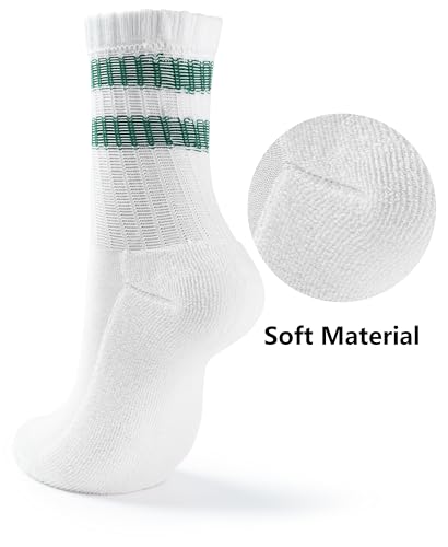 BomKinta Womens Striped Crew Socks Retro Above Ankle Cotton Sock Size 5-10 - color: 3 Pairs-red Green Blue