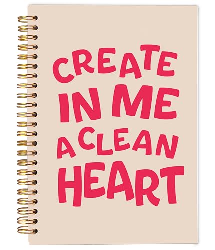 Ecezatik Pink Christian Notebook Journal, Prayer Notebook for Woman, Christian Gifts for Women Faith, Create in Me a Clean Heart Religious Spiral Journal 5.5x8.3 Inch - color: 35-Christian-notebook