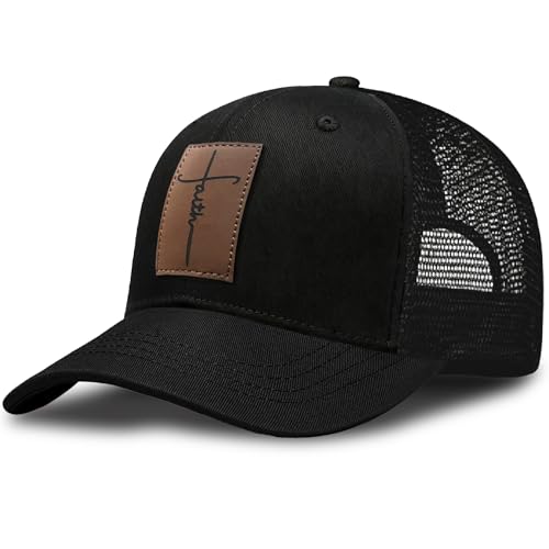Christian Hats for Men & WomenJesus Cross HatChristianReligious GiftsforVarious Festivals&BirthdaysFaith Baseball/Trucker Cap - color: Black Faith