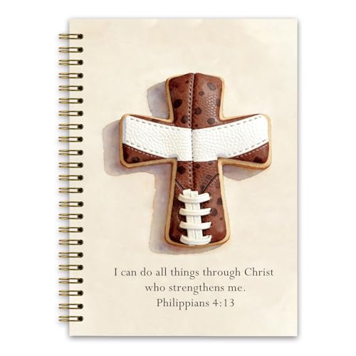 Christian Football Notebook, Football Playbook, Church Notes Bible Journal for Boys Kids, Prayer Bible School Supplies Notebooks, Football Score Book 5.5x8.3 Inches - color: Football