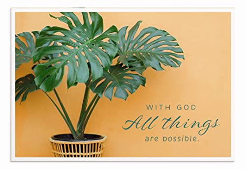 DaySpring - Encouragement - God is with You - 4 House Plant Designs Assortment with Scripture - 12 Encouragement Boxed Cards & Envelopes (U0064)