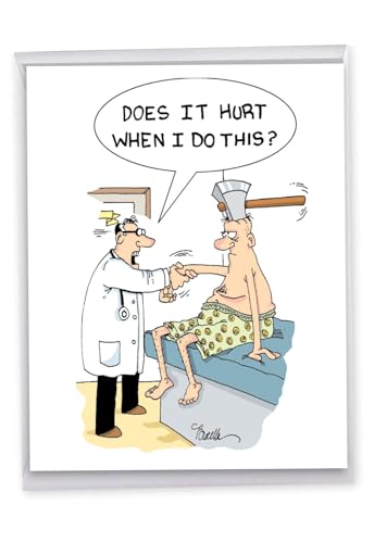 NobleWorks Jumbo Funny Get Well Card w/Envelope Ax Head Humor J9766 - style: Ax Head