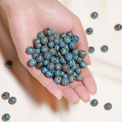 6mm Natural Blue Malachite Gemstone Beads Polished Round Smooth Stone Beads for Bracelets Jewelry Making 15inch Loose Beads - color: Blue Malachite, size: 6mm
