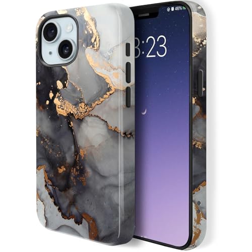Magnetic Phone Case Compatible for iPhone 15 5G,Compatible with Magsafe,Two Layer Protection Heavy Duty Cover,Modern Marble - color: Modern Marble, size: For iphone 15 5G