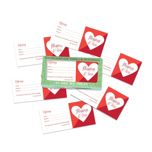 Church Offering Envelopes - Cash Envelopes For Tithes And Offering - Blessings & Love (NIV Scripture) - Pack of 100 - Swanson Christian Products