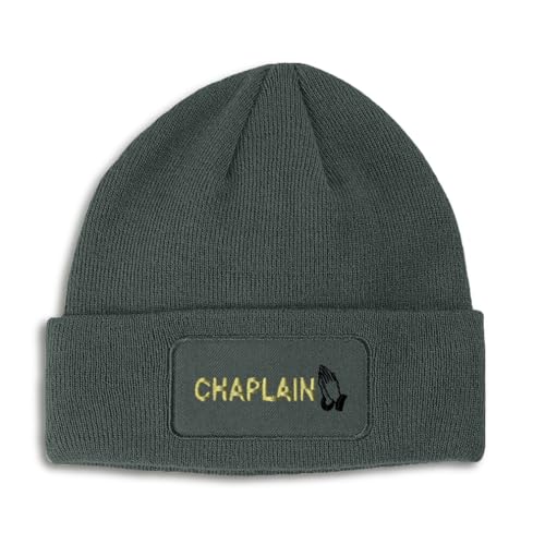 Speedy Pros Patch Beanie Chaplain Pray Christ Jesus Christ Faith Skull Cap Hats for Men & Women Winter Hats One Size - color: Dark Grey Design Only