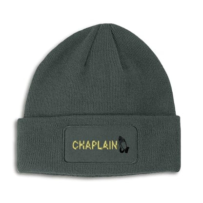 Speedy Pros Patch Beanie Chaplain Pray Christ Jesus Christ Faith Skull Cap Hats for Men & Women Winter Hats One Size - color: Dark Grey Design Only