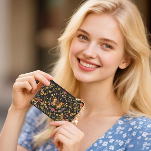 Butterfly Moon Keychain Coin Purse for Women, Small Change Pouch - color: Butterfly Moon