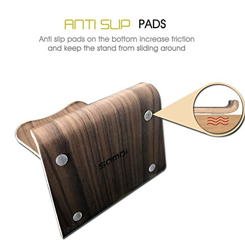 SAMDI Wood Tablet Stand, Wooden iPad Holder: Desktop Stand Holder Dock for new iPad 2017 Pro 9.7, 10.5, Air mini 2 3 4, Kindle, Nexus, Accessories, Tab, E-reader, other Tablets(4-13 inch)-Black Walnut - color: Black Walnut