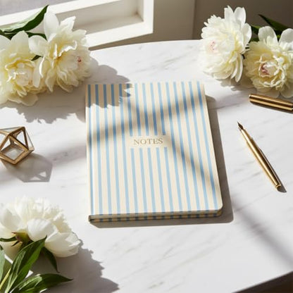 Pearhead Hardcover Journal Notebook 6x8 – Cream & Blue Stripe College-Ruled Writing Journal, 200 Lined Pages for Work, School & Journaling - color: Blue Stripes Notes Journal