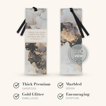 Christian Art Gifts Marble Swirl Cardstock Bookmark: I Know The Plans - style: The Plans