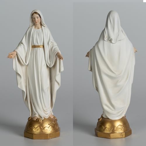BC Catholic Our Lady of Grace Statue, 7" H Holy Mother Virgin Mary Figure, Religious Gfit of Home Decor, Handpainted Renaissance Sculpture Purity & Grace Collection from Buildclassic (Gold &White) - color: Our Lady of Grace