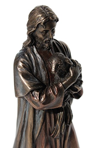 US 6.25 Inch Jesus Holding A Lamb Cold Cast Bronze Figurine Statue