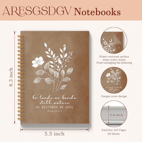 ARESGSDGV Floral Christian Gifts Journals for Women 5.5x8.3in - color: PSALM Brown