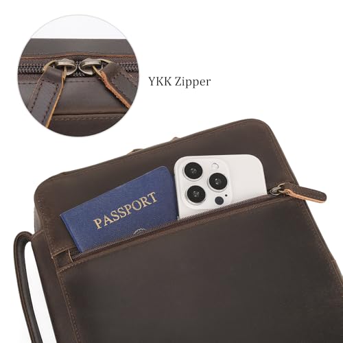 Polare Cowhide Leather Bible Cover Church Bag Bible Protective Book Holder Carrying Case Folder Organizer Portfolio (Dark Brown-Medium) - style: Dark Brown-Medium