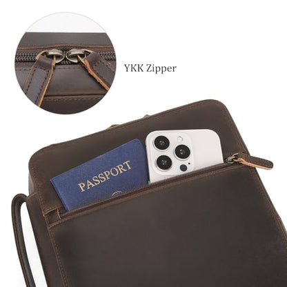 Polare Cowhide Leather Bible Cover Church Bag Bible Protective Book Holder Carrying Case Folder Organizer Portfolio (Dark Brown-Medium) - style: Dark Brown-Medium
