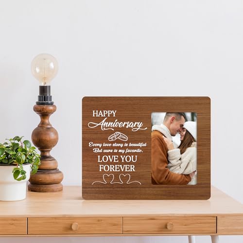 Engagement Gifts for Couples Picture Frame, Wedding Photo Frames, The Beginning of Always Wooden Picture Frames, 4x6 inch Photo - color: Yellow