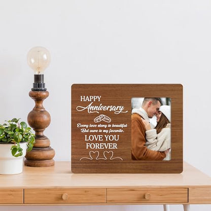 Engagement Gifts for Couples Picture Frame, Wedding Photo Frames, The Beginning of Always Wooden Picture Frames, 4x6 inch Photo - color: Yellow