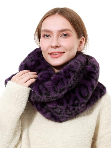 LA CARRIE Womens Leopard Print Infinity Scarf Loop Circle Neck Warmer - color: Leopard Purple