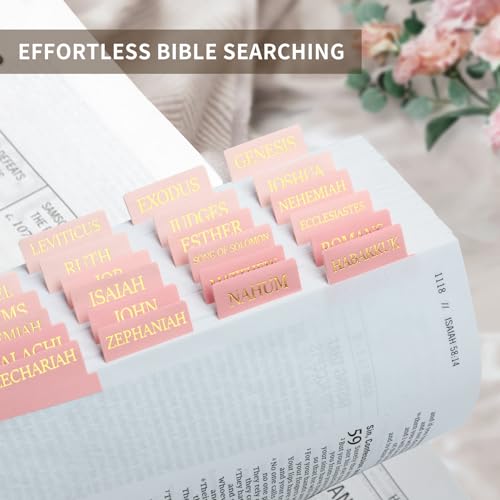 Taja Bible Tabs, 75 Large Print Index Tabs for Women & Men - color: C-blush