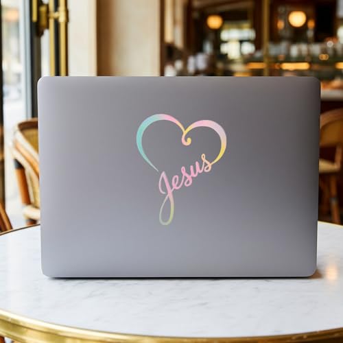 Pastel Jesus Heart Christian Car Sticker, Pink - color: Pastel Jesus Heart Vinyl Decal