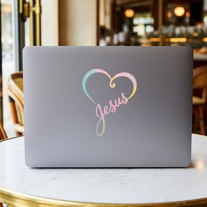 Pastel Jesus Heart Christian Car Sticker, Pink - color: Pastel Jesus Heart Vinyl Decal