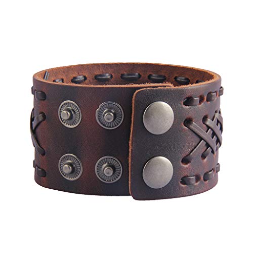 Jeilwiy Punk Rock Gothic Black Rivet Leather Spiked Necklace Collar Neckband Leather Choker Necklace for Women Mom Gifts Adjustable - color: Viking bracelet