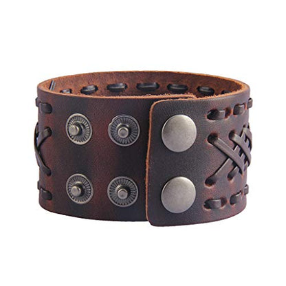 Jeilwiy Punk Rock Gothic Black Rivet Leather Spiked Necklace Collar Neckband Leather Choker Necklace for Women Mom Gifts Adjustable - color: Viking bracelet