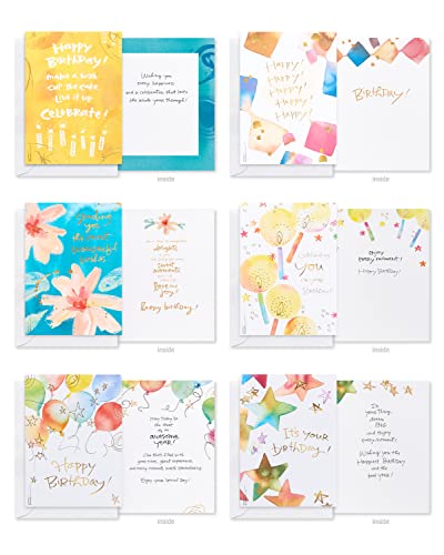 American Greetings 41-Count Card Pack designed by Kathy Davis Studios, All-Occasion Watercolor Florals & Gold Foil Accents