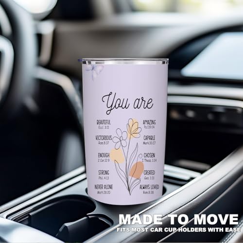 Christian Gifts for Women Stainless Steel Tumbler 20oz with Lid and Straw - color: Multi 1368