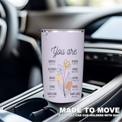 Christian Gifts for Women Stainless Steel Tumbler 20oz with Lid and Straw - color: Multi 1368