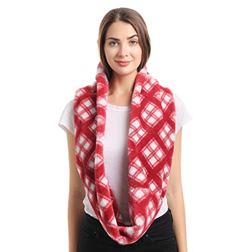 LA CARRIE Womens Leopard Print Infinity Scarf Loop Circle Neck Warmer - color: Red Plaid