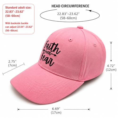 Faith Over Fear Christian Hats, Embroidered Baseball Caps for Adults - color: Pink Black