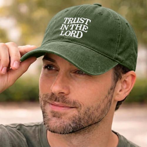 Fkatuzi Trust in The Lord Hats for Men Women Christian Jesus Faith Hats Religious God Hat Embroidered Baseball Caps Cotton - color: Army Green
