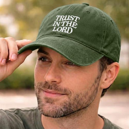 Fkatuzi Trust in The Lord Hats for Men Women Christian Jesus Faith Hats Religious God Hat Embroidered Baseball Caps Cotton - color: Army Green