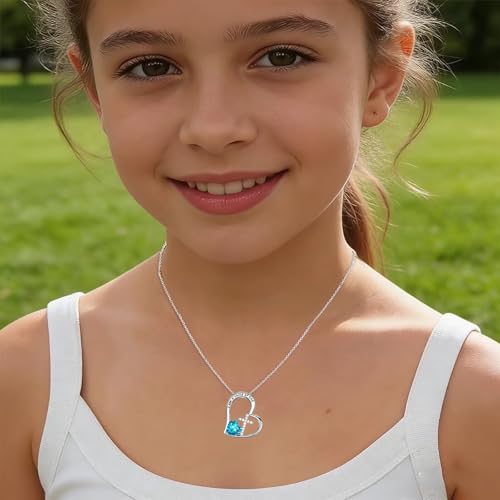 Birthstone Cross Necklace for Girls, Child of God Cross Gifts Jewelry - color: 12. December, style: 01. Silver
