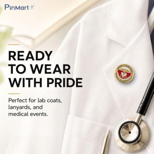 PinMart Nurse Lapel Pin Our Caring Makes a Difference – Gold Enamel Nursing Pin Badge for RN CNA Medical Assistant – Nurse Pinning Ceremony, Graduation & Healthcare Gifts - style: 1 Piece