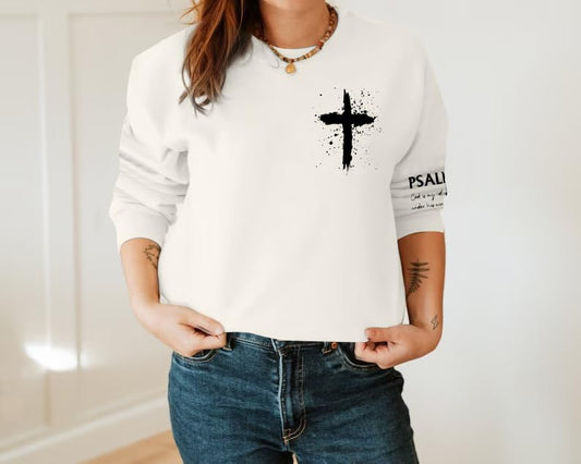 MOUSYA Women Christian Sweatshirt Psalms 91 Sleeve Print Sweatshirt Bible Verse Pullover - color: Apricot, size: XX-Large