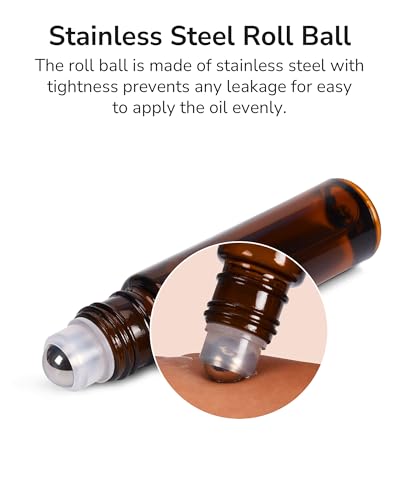 ULG Essential Oil Roller Bottles 12 Pack 10ml Amber Glass - color: Amber, size: 12-Pack