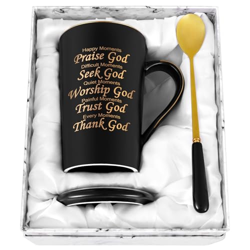 Maustic Christian Gifts for Women Men, Religious Gifts, Happy Moments Praise God Coffee Mug, Spiritual Inspirational Gift for Women Men, Birthday Christmas Gift for Friends Family, 14 Oz - color: Happy Moments Praise God