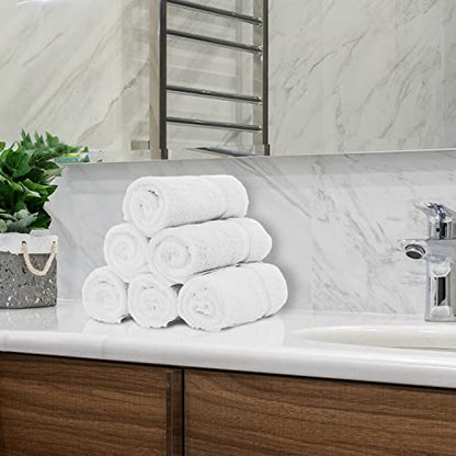 Monogrammed Hand Towel, Personalized Gift, 16 x 30 Inches - Set of 2 - Silver Embroidered Towel - Extra Absorbent 100% Turkish Cotton- Soft Terry Finish - For Bathroom, Kitchen and Spa- Script P White