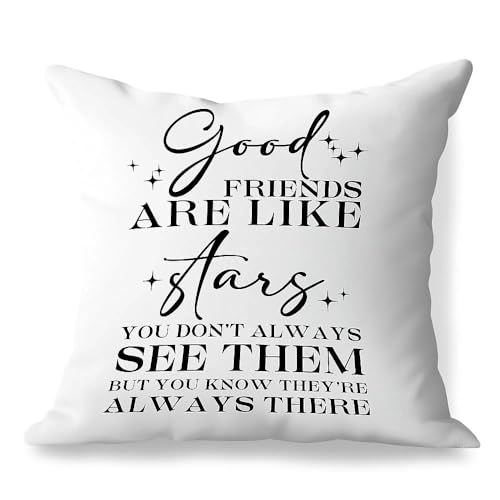 Friendship Gifts for Women Pillow Covers 18x18, Best Friends Bestie BFF Gifts for Women, Good Friends are Like Stars Gifts Decorative Throw Pillow Covers for Home Living Room Bedroom Sofa Couch - color: Good Friends