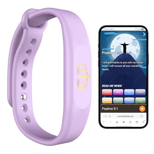 Bible Verse Bracelet,Silicone Daily Bible Verse Bracelet,NFC-Enabled Jesus Bracelets for IOS and Android,Christian Gifts for Women,Birthday Gifts for Women,Men,Teens.Gift For Mom and Father - color: Purple