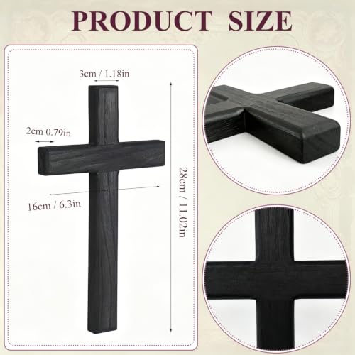 Uoymual 1PC Wooden Cross for Wall, 11" Black Cross Rustic Wood Hanging